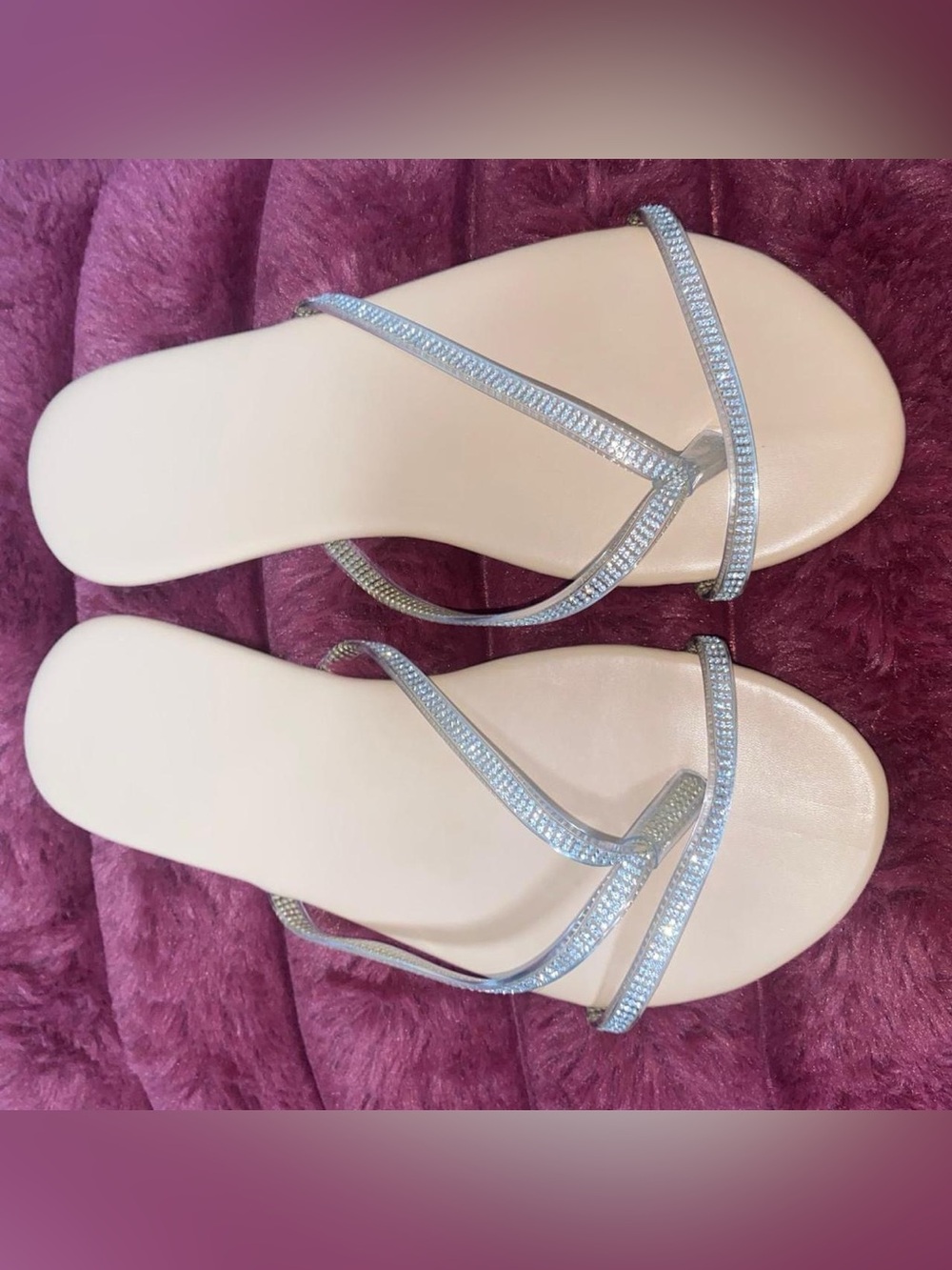 Silver rhinestone flip flop